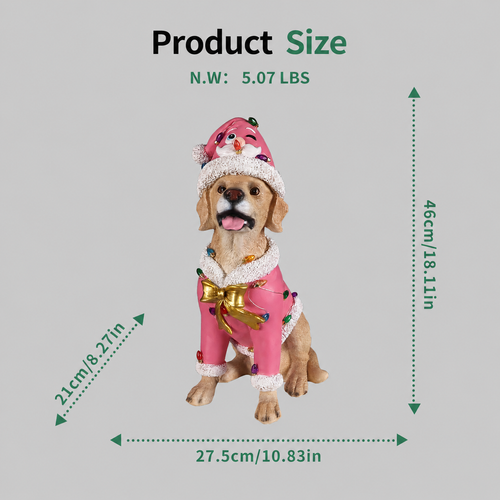 Christmas Labrador Retriever Statue, Holiday Dog Figurine
