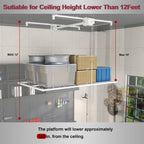 White Overhead Garage Storage Rack 4x8 FT for High Ceilings
