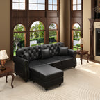 Upholstered Faux Leather Sofa with Nailhead Trim
