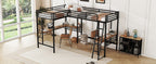 Twin Size Metal Loft Bed with Two Built-in Desks