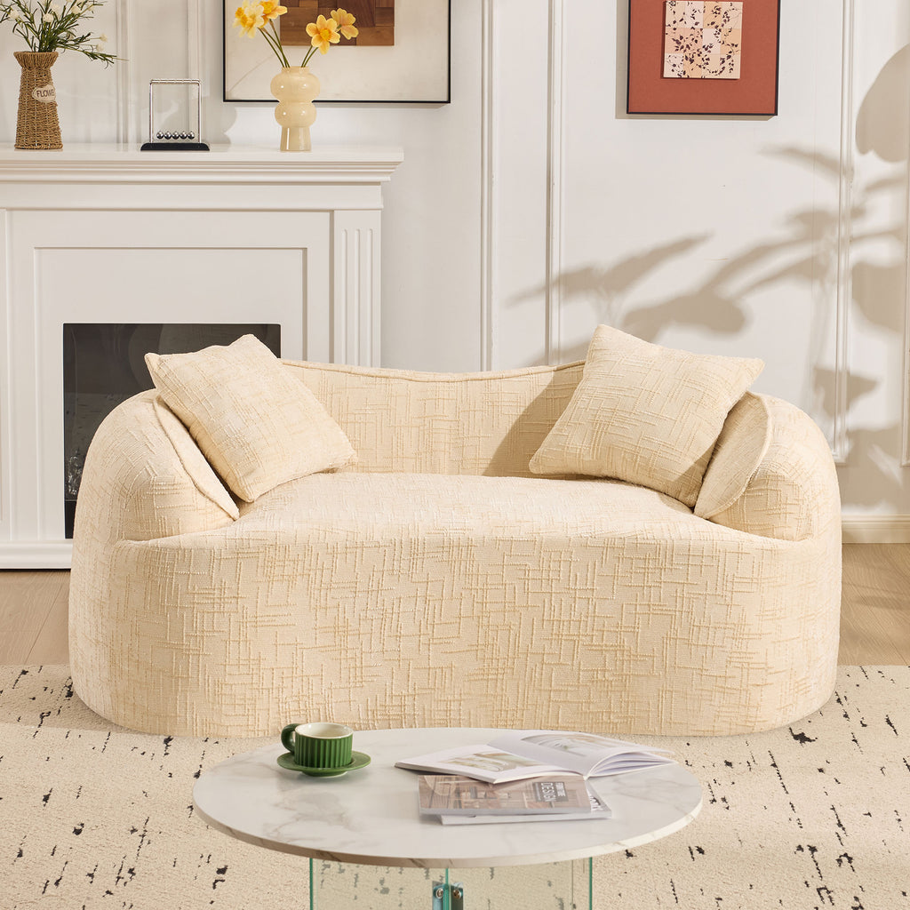 Beige Curved Two-Person Compress Sofa