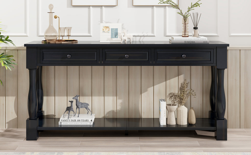 TREXM Console Table - 63" Long with Drawers & Shelf