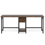 79-Inch Two Person Computer Desk with Drawers and Storage Shelves