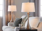 29" Contemporary Metal Table Lamp in Brushed Nickel