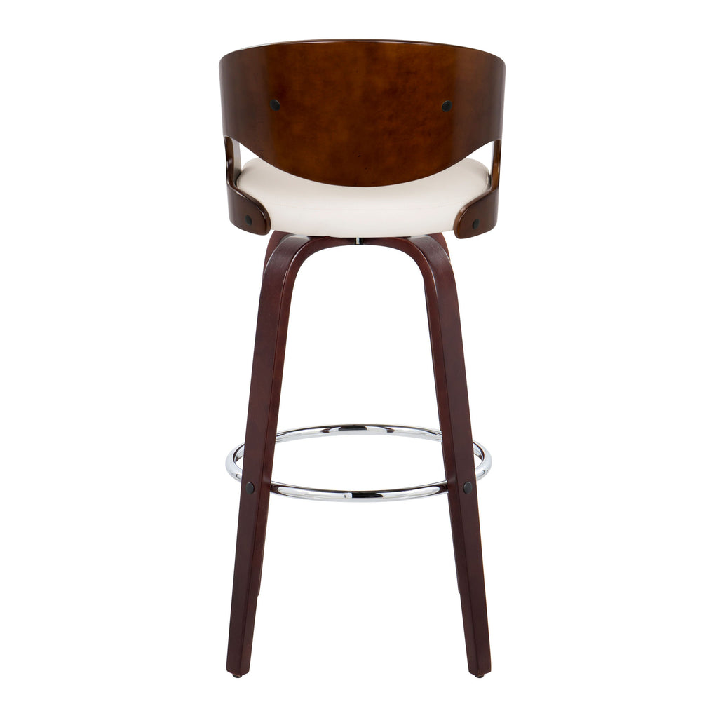 30" Mid-Century Modern Fixed-Height Barstool with Swivel