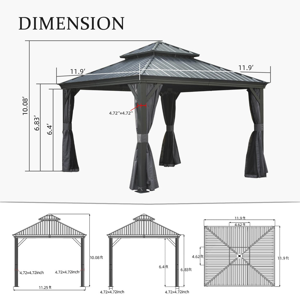 12'x12' Hardtop Gazebo Canopy