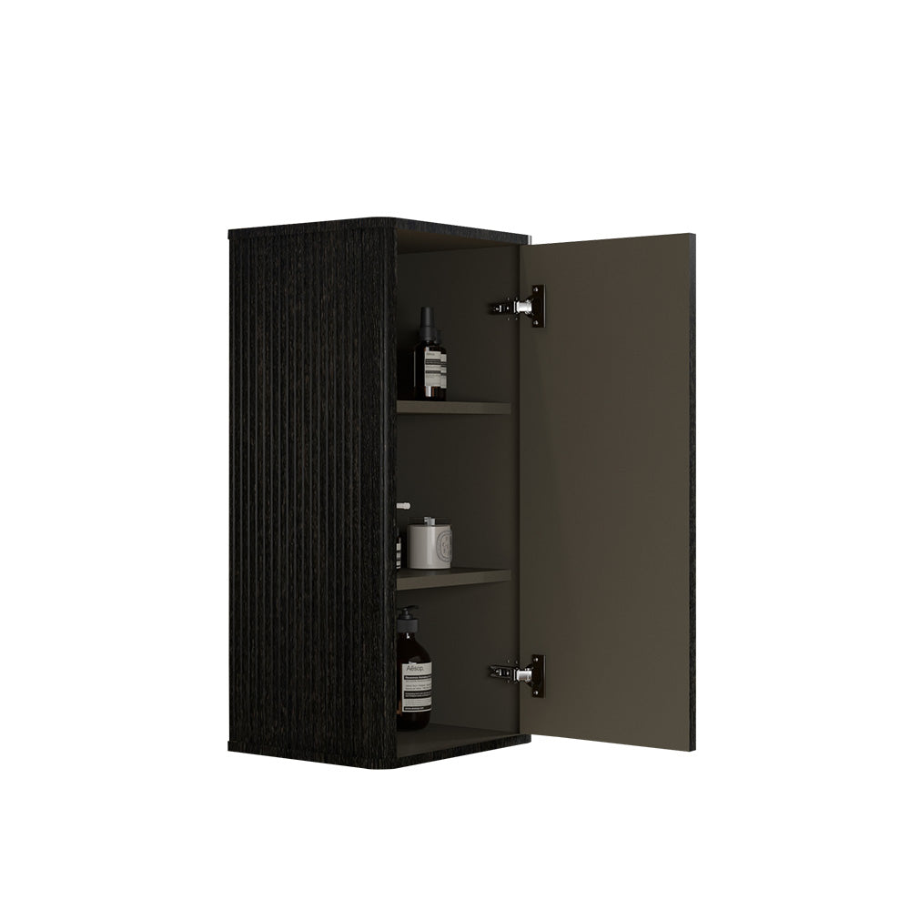 Black Striped Floating Bathroom Side Cabinet, 14-Inch, Wall-Mounted