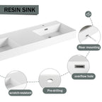 60 Inch Wall-Mounted Bathroom Vanity with Double Resin Sink