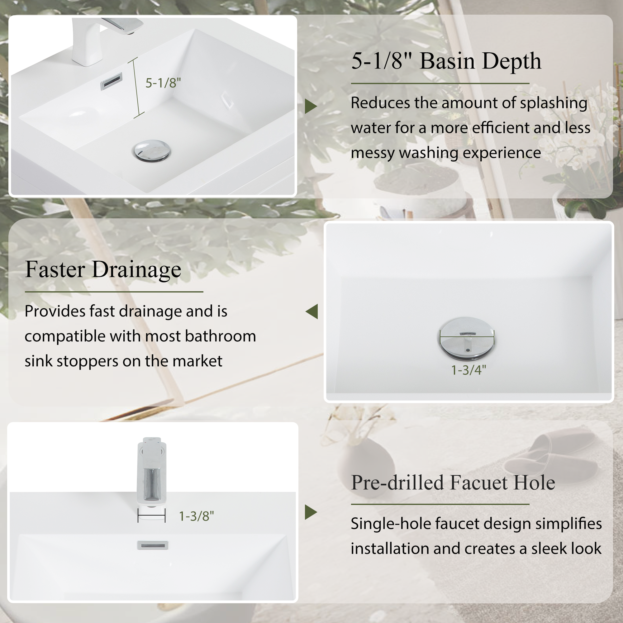 24" Wall-Mounted Bathroom Vanity with Sink