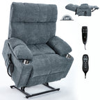 Grey Dual Motor Infinite Position Up to 350 LBS Chenille Power Lift Recliner Chair