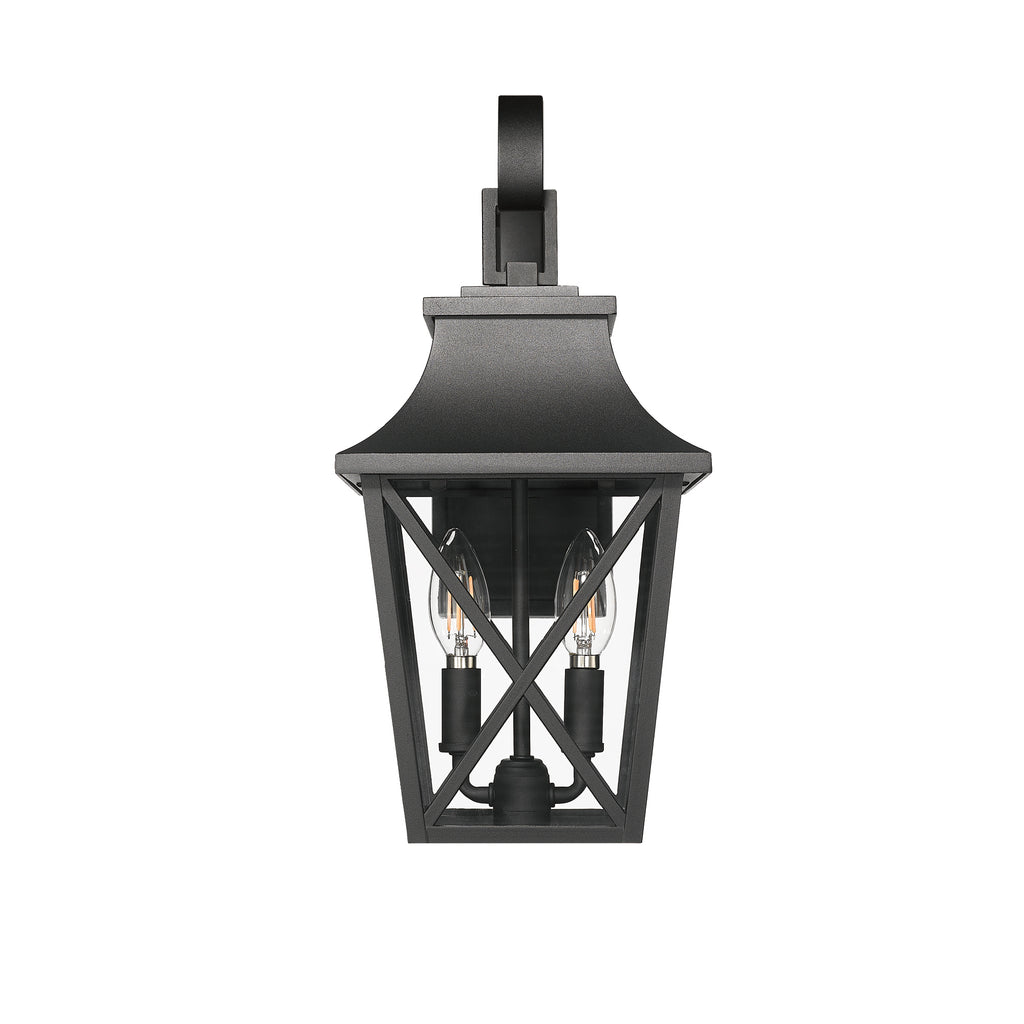 Black Outdoor Wall Lantern 2-Light Set