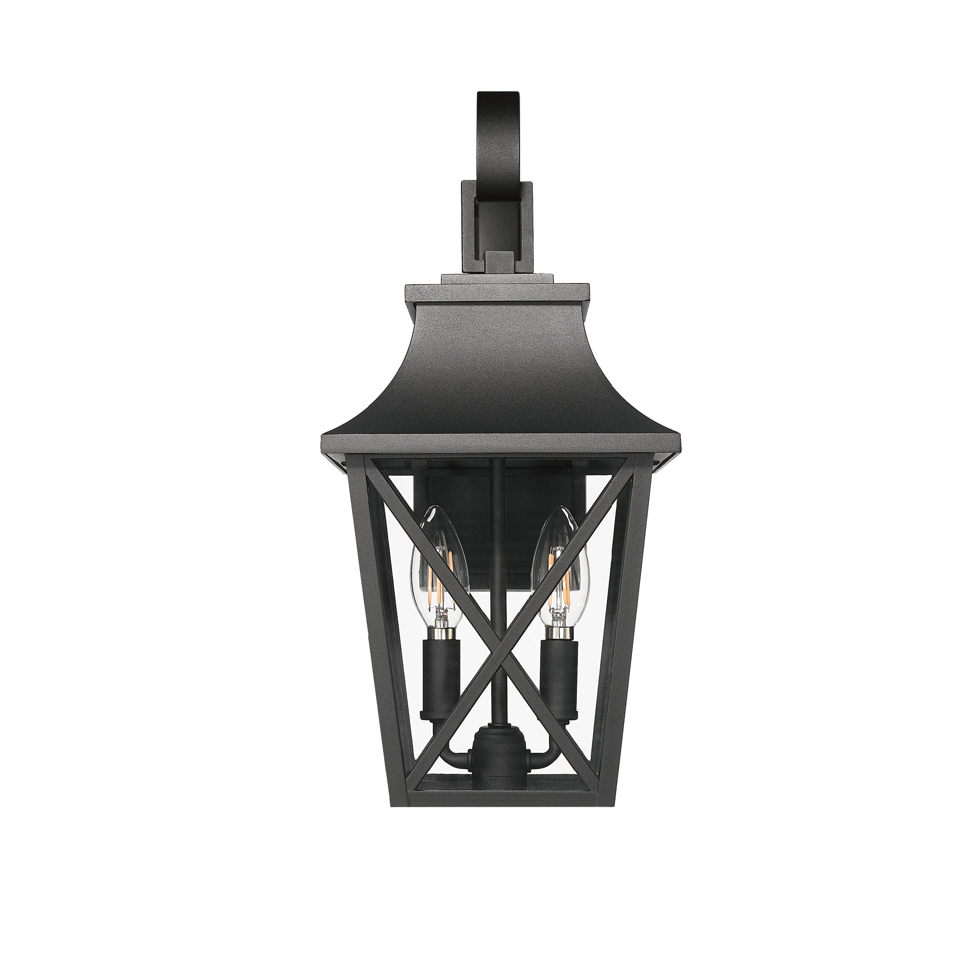 Black Outdoor Wall Lantern 2-Light Set