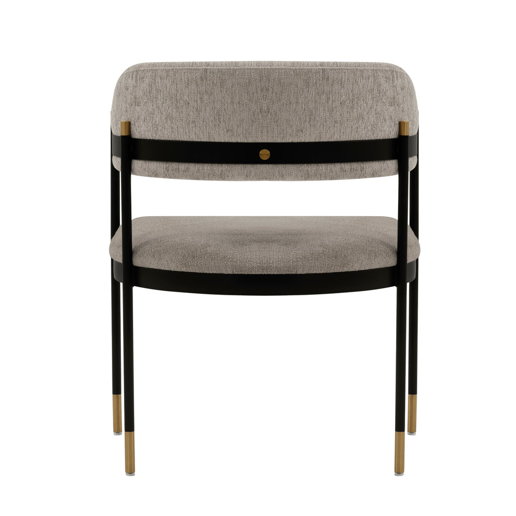 Lia Metal Chenille Armchair in Stone