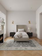 Promenade Upholstered Velvet Twin Bed in Rustic