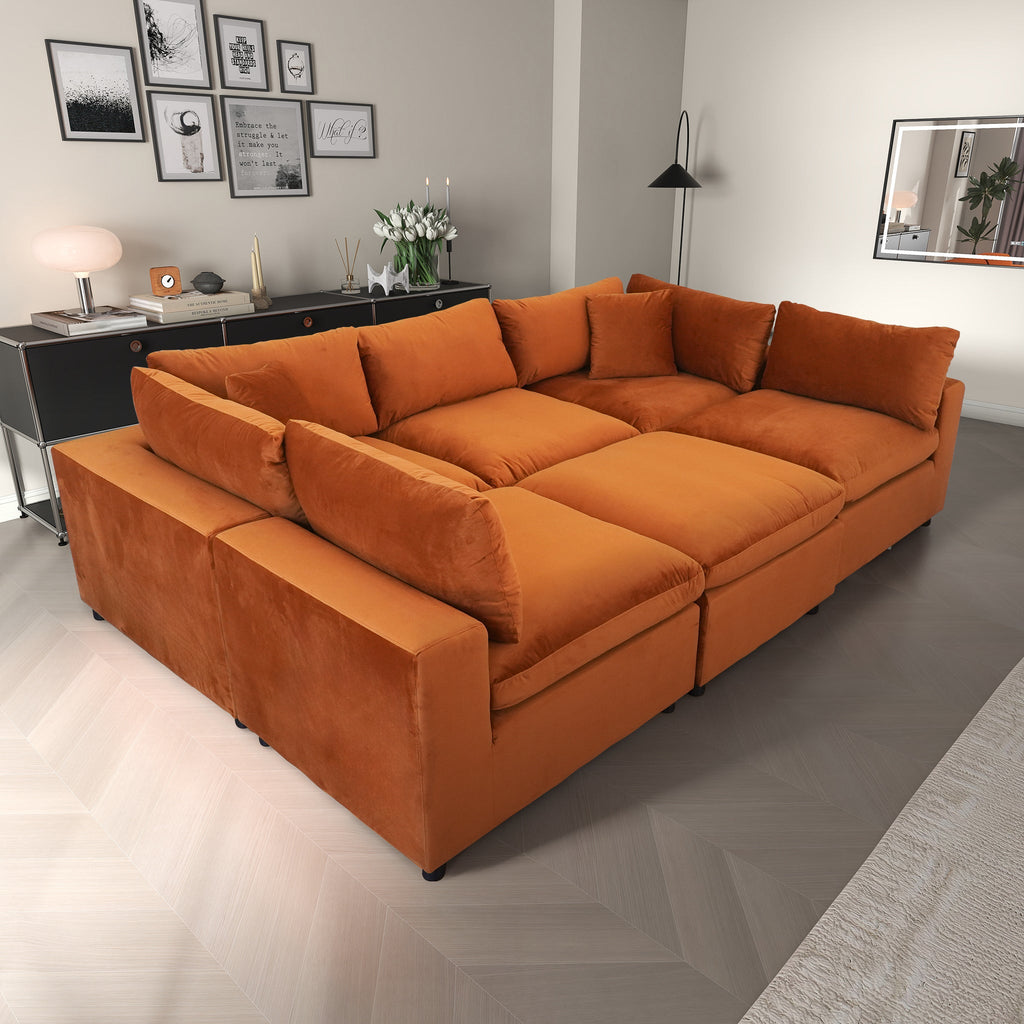 Hayward Burnt Oversized Modern Modular Sectional Sofa