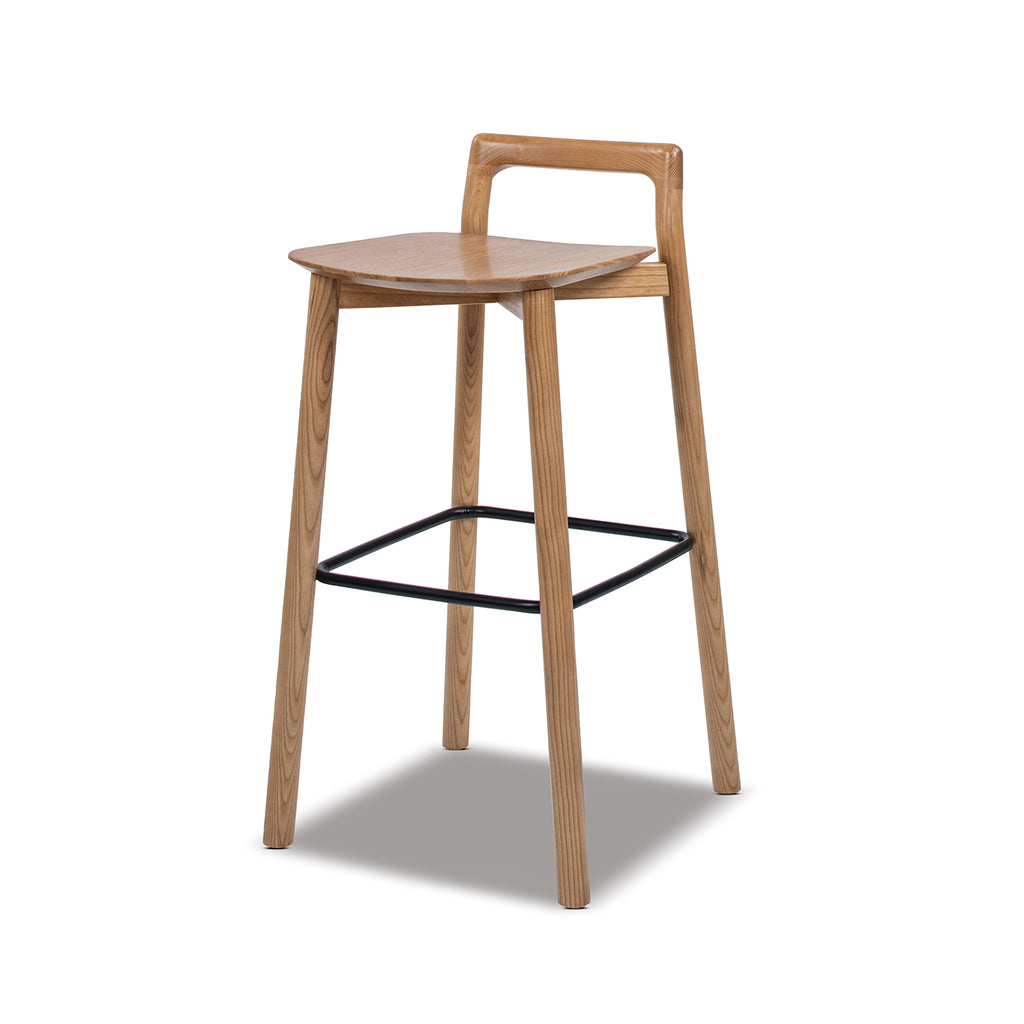 Sven 30" Modern Minimalist Low Back Wood Barstool