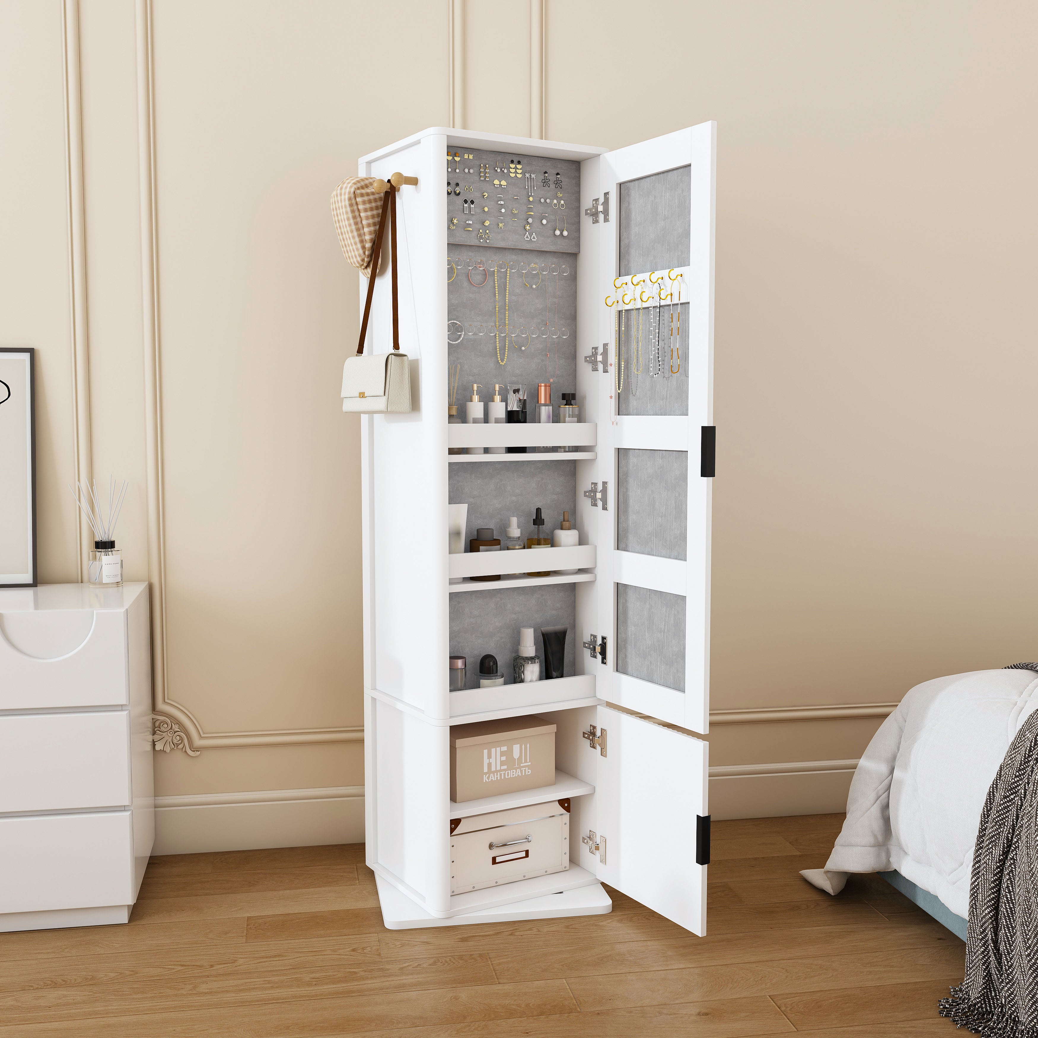 360° Rotating Makeup & Jewelry Cabinet