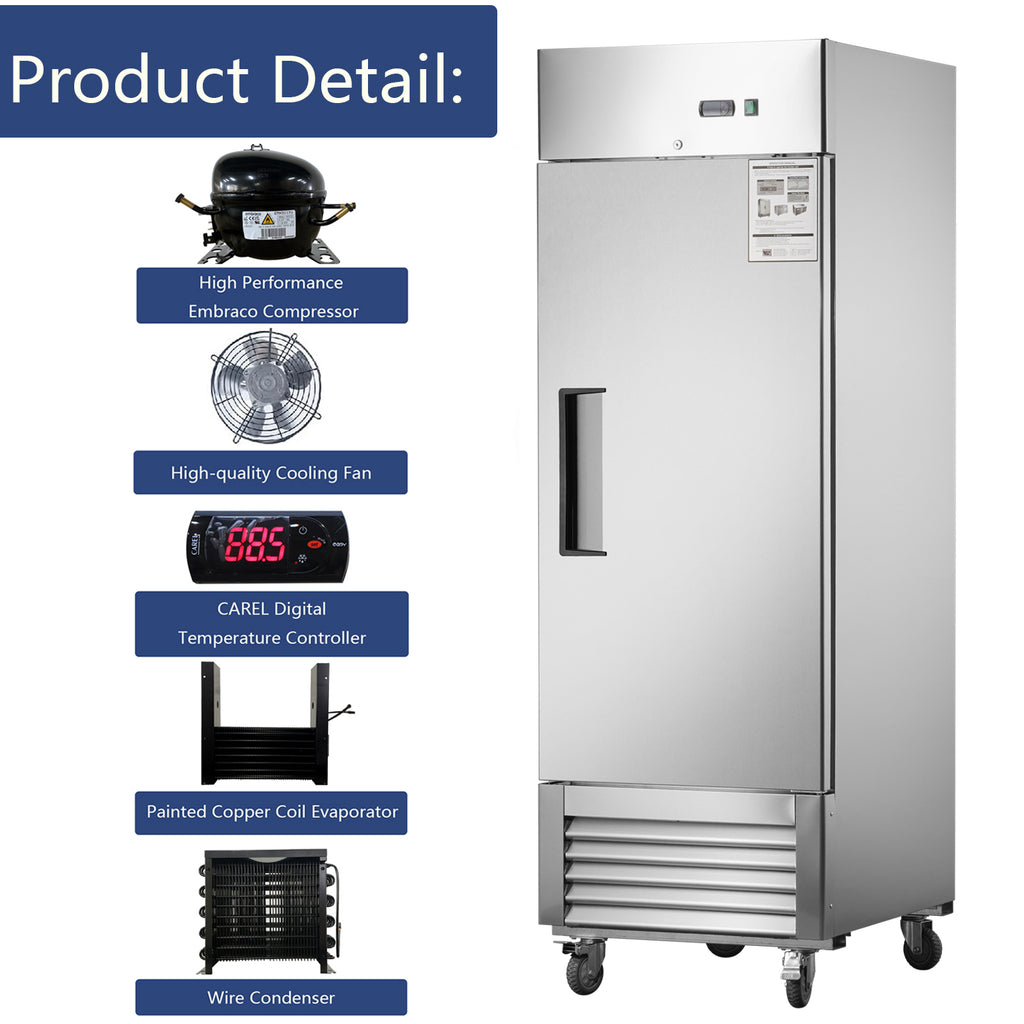 27"W Commercial Refrigerator with Solid Door