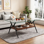 Rectangle Coffee Table with Tempered Glass Top