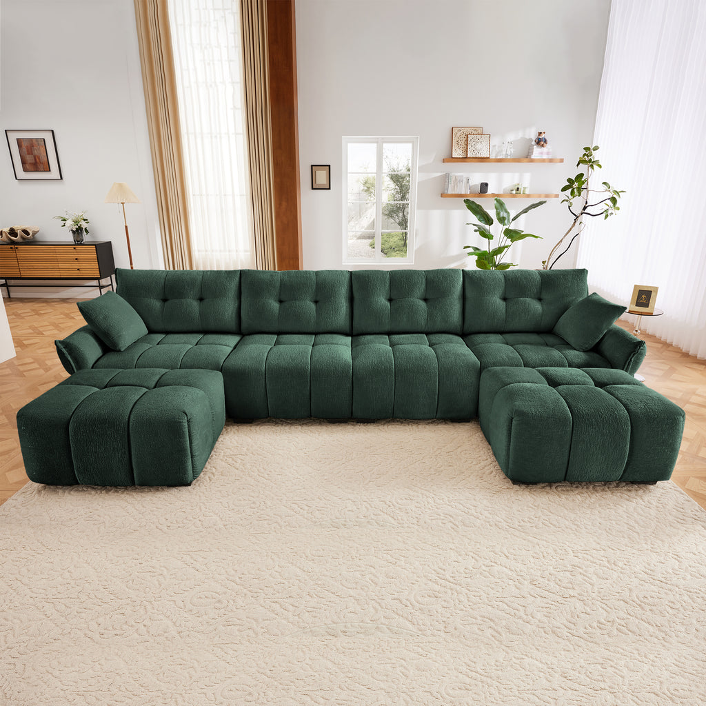 4-Seater Sofa Set with 2 Ottomans