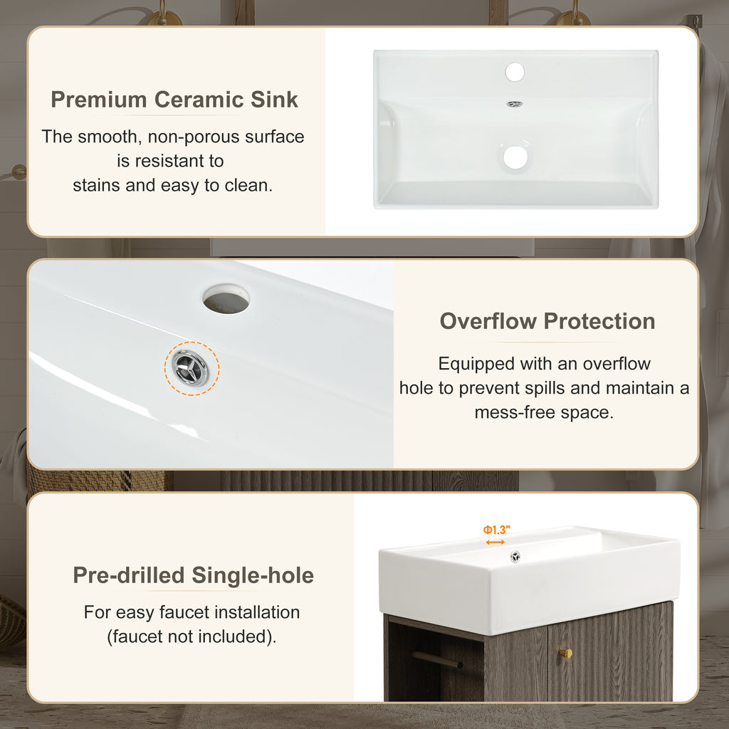 21.6" Bathroom Vanity with Ceramic Sink