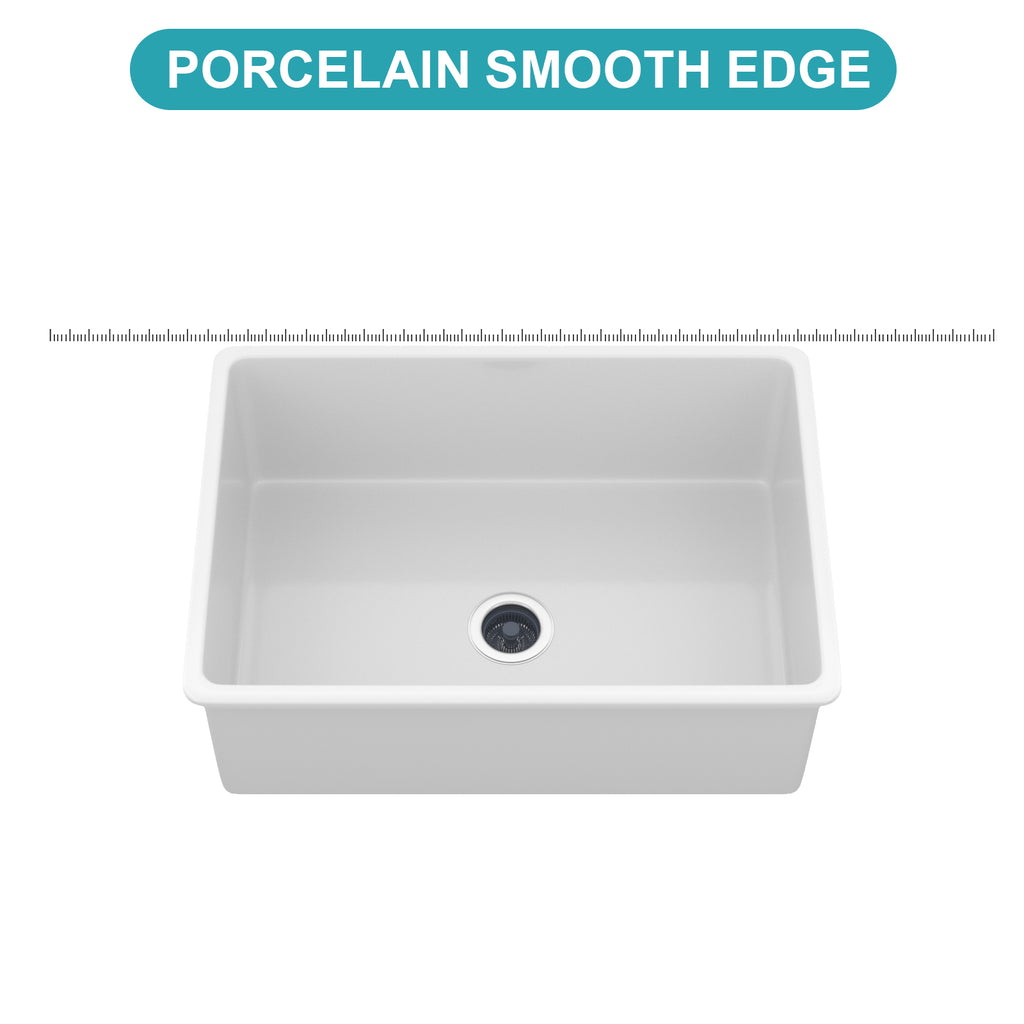 27"x19"x10" Undermount Single Bowl Fireclay Kitchen Sink