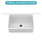 27"x19"x10" Undermount Single Bowl Fireclay Kitchen Sink