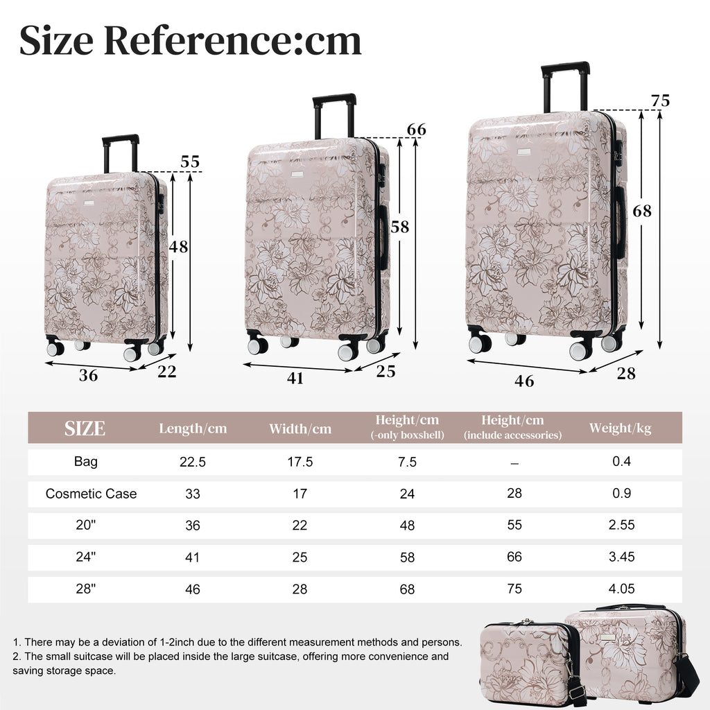 Hardside Lightweight Durable Luggage Set - 5 Pieces