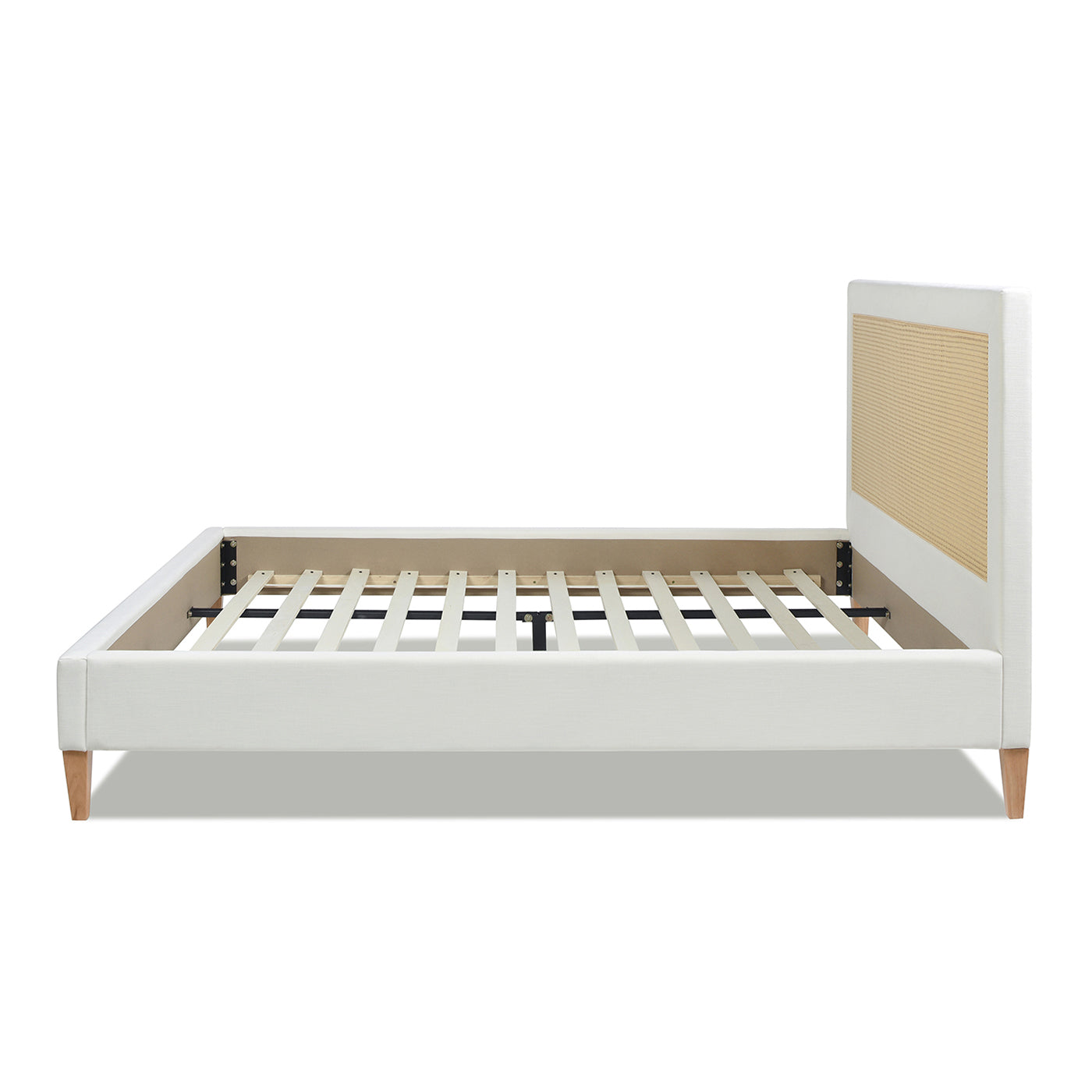 Haley Upholstered Cane-Back Platform Bed, Queen