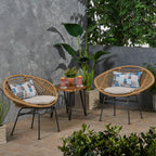 Engle Outdoor Woven Patio Chair with Cushions (Set of 2)