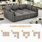 86.6" Modular Sectional Sofa with Movable Ottoman