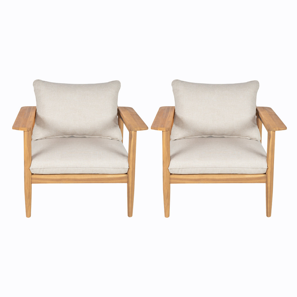 Terassi Outdoor Acacia Wood Lounge Chair, Set of 2