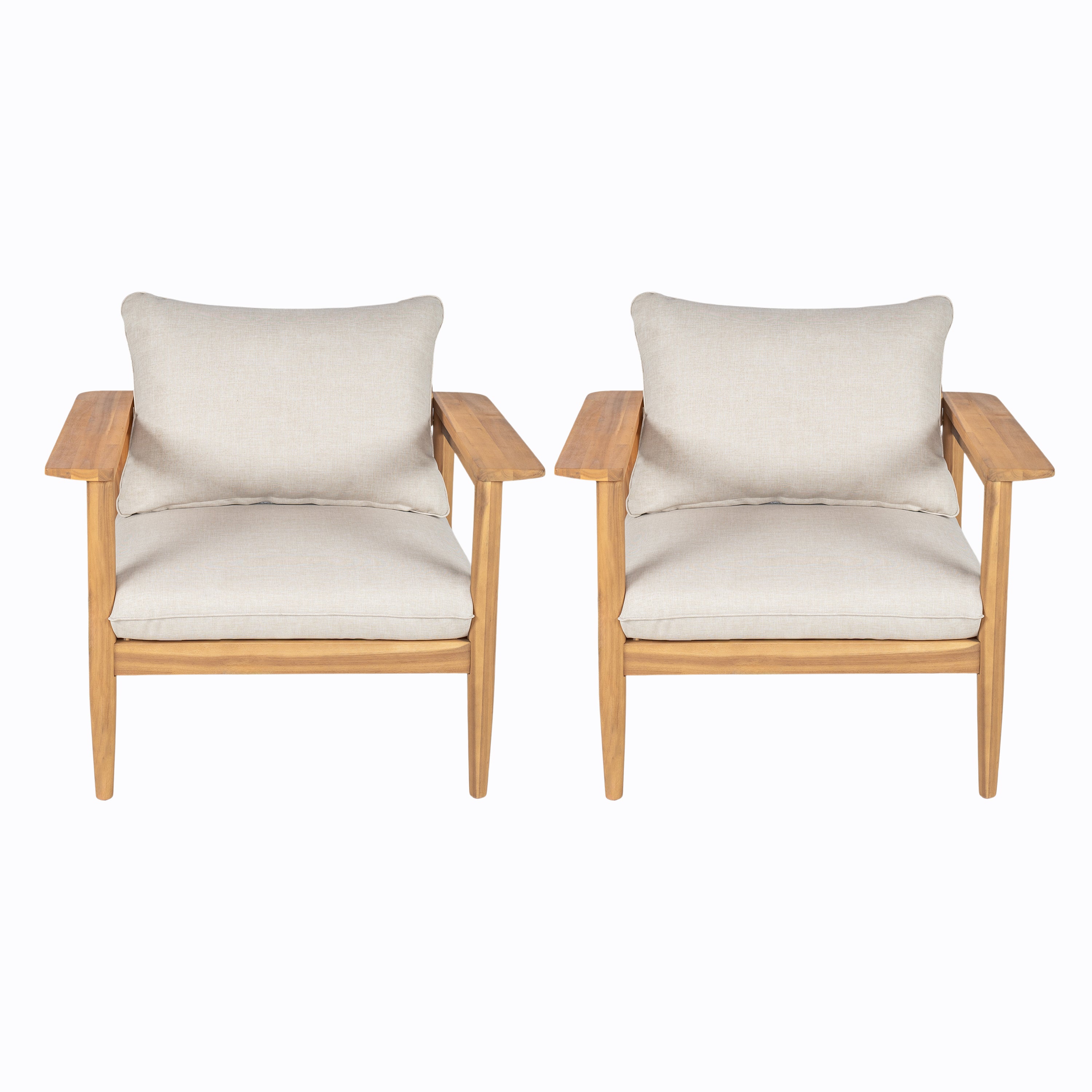Terassi Outdoor Acacia Wood Lounge Chair, Set of 2