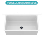 32"x19"x10" Undermount Single Bowl Fireclay Kitchen Sink