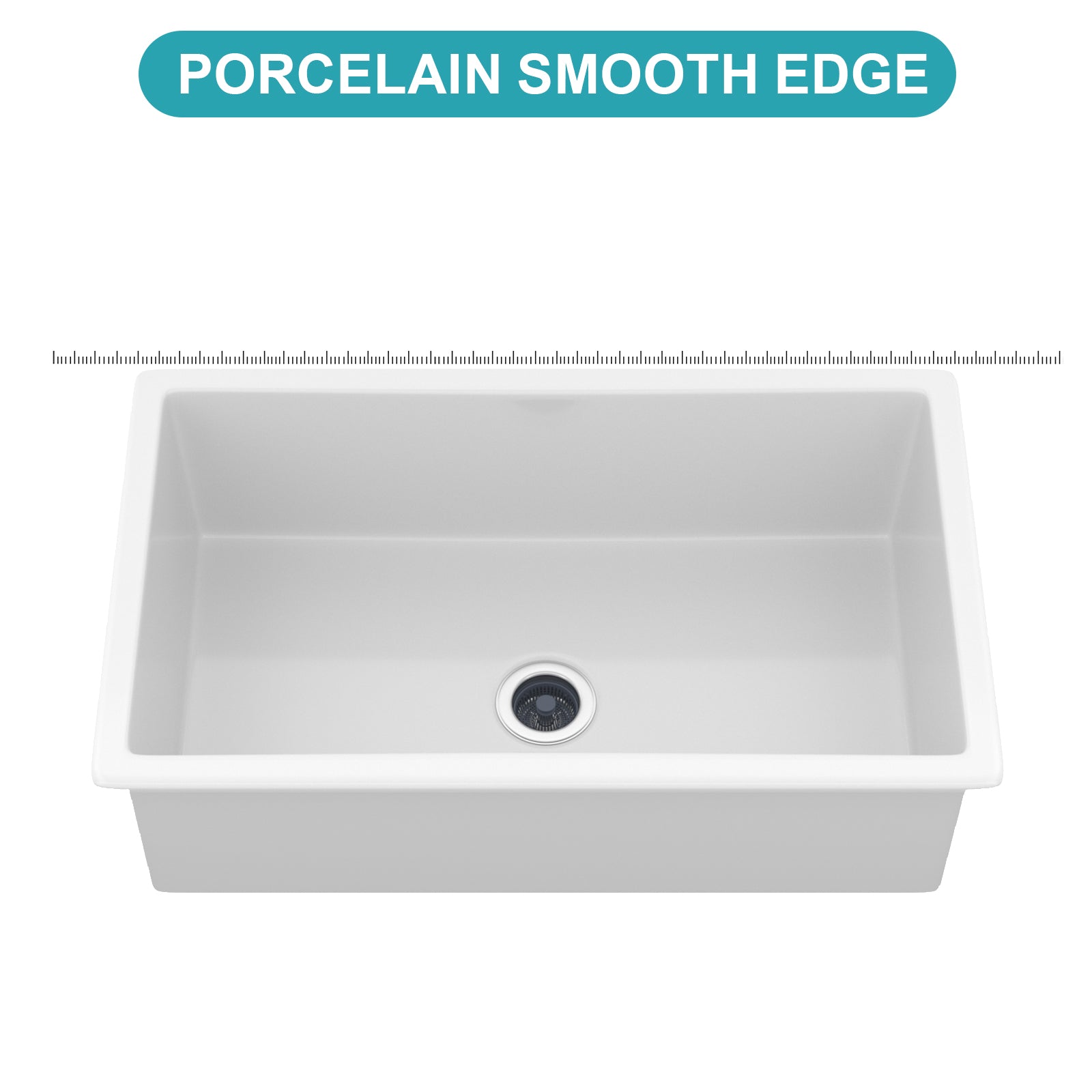 32"x19"x10" Undermount Single Bowl Fireclay Kitchen Sink