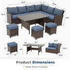 7 Piece Wicker Patio Dining Set