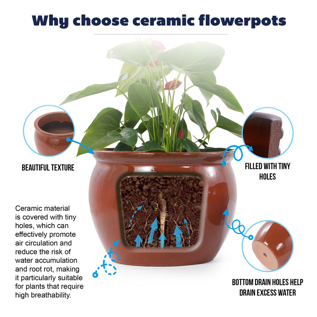 Handmade Rust-Red Ceramic Plant Pots Set of 3