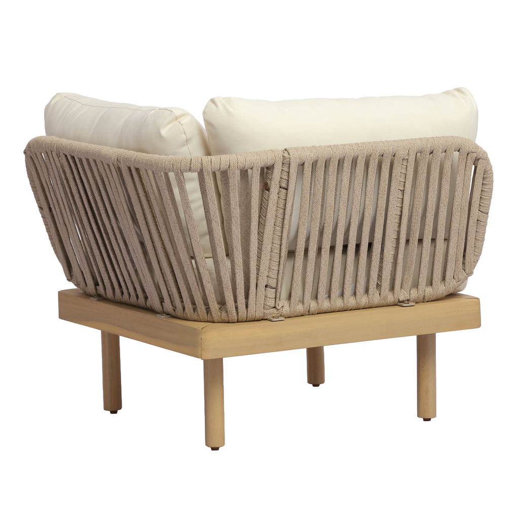 6-Piece Acacia Wood L-Shaped Modular Outdoor Sofa Set