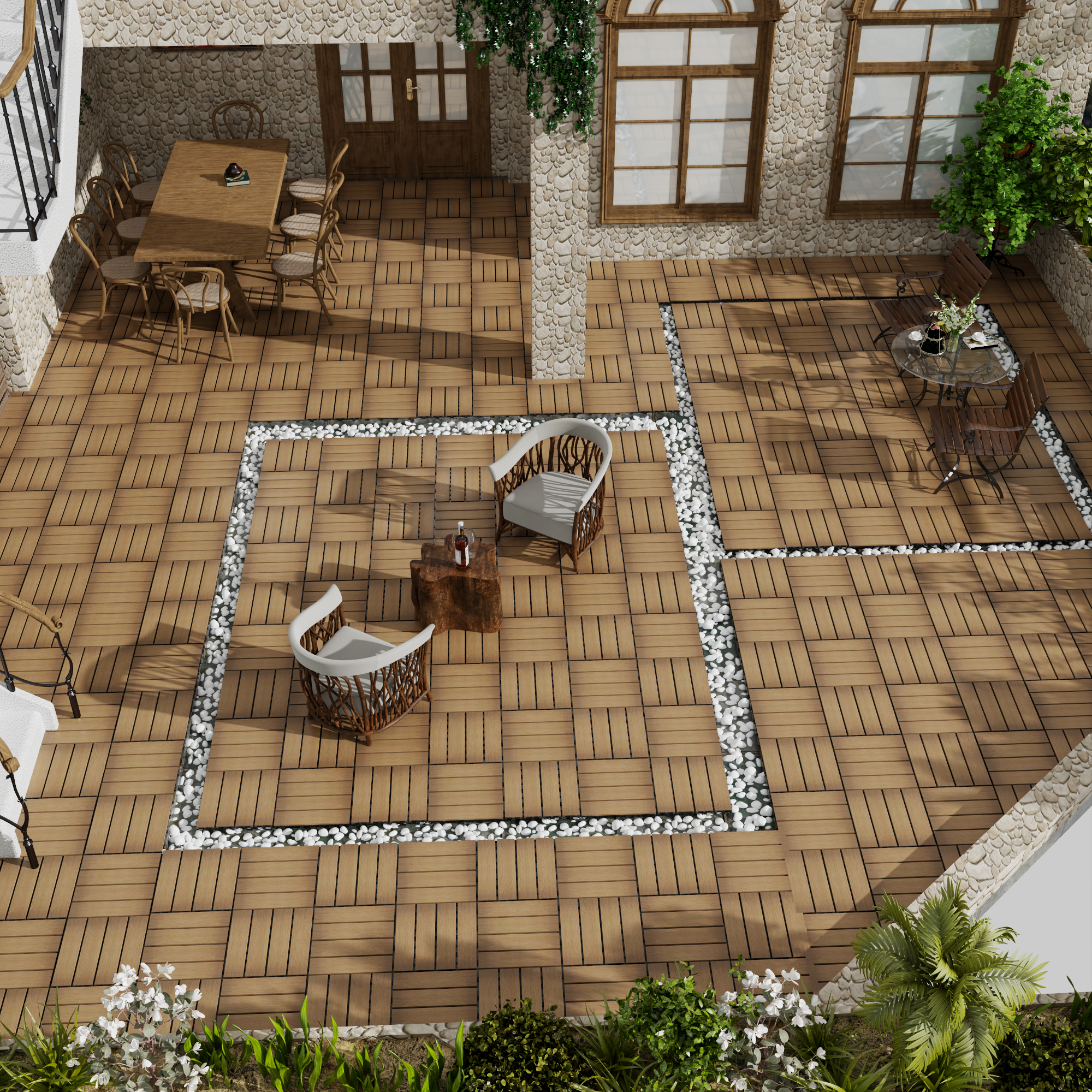 WPC Wood-Plastic Composite Patio Floor Tiles