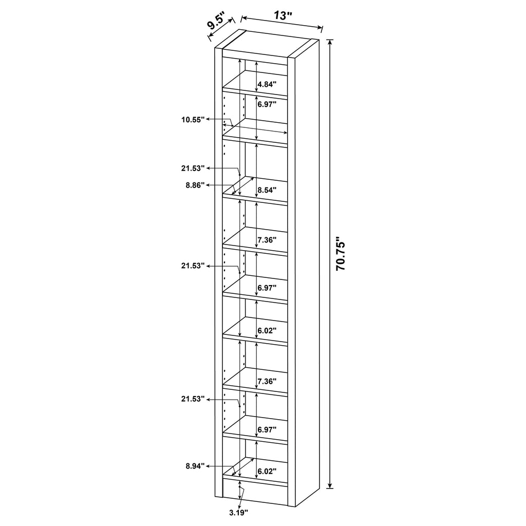 Cappuccino Rectangular Bookcase