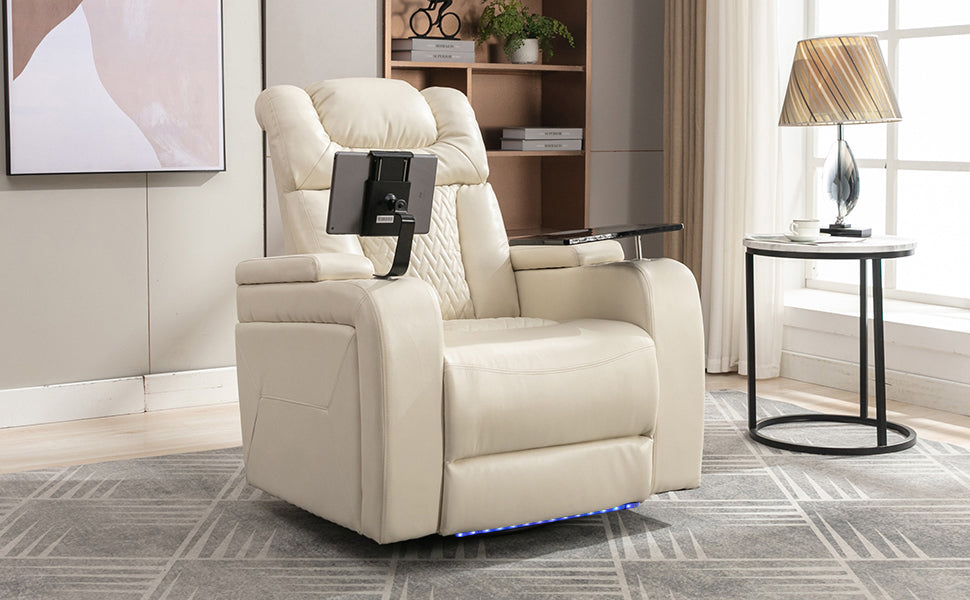 270 Degree Swivel PU Leather Power Recliner