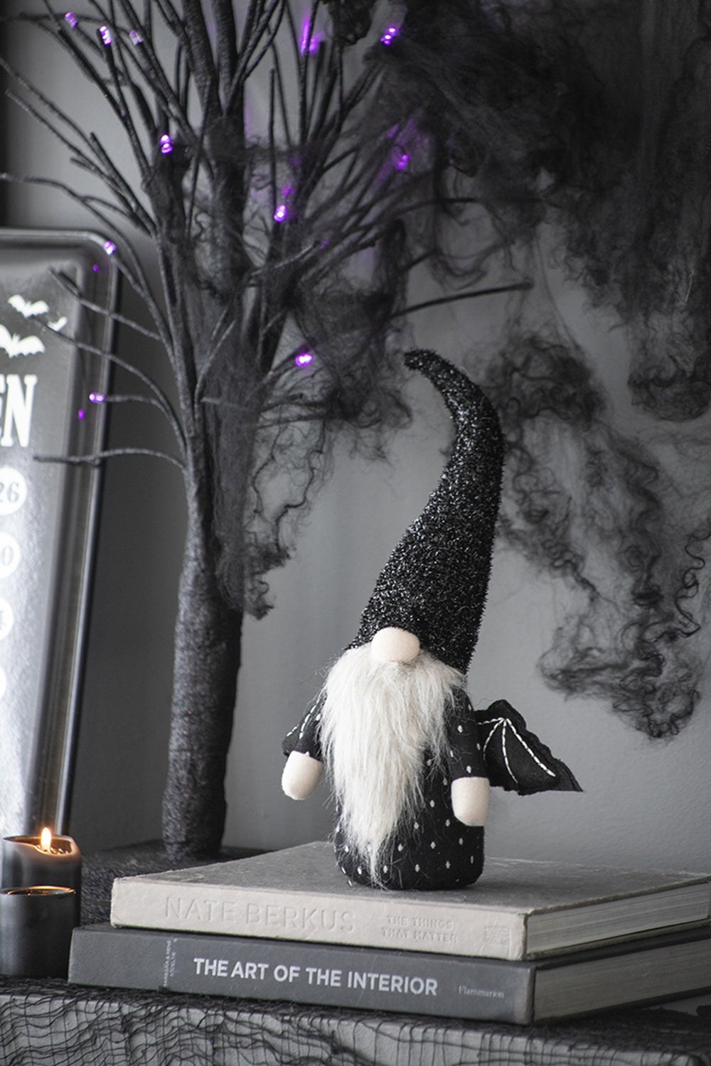 Fabric Black Gnome With Wings Decor