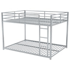 Full Over Full Metal Bunk Bed with Ladder in Silver