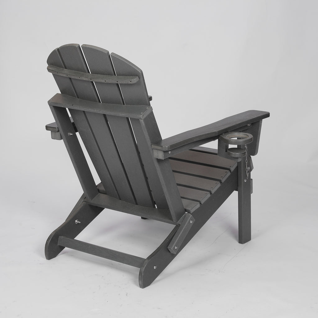 HDPE Folding Adirondack Chair with Dual Cup Holder
