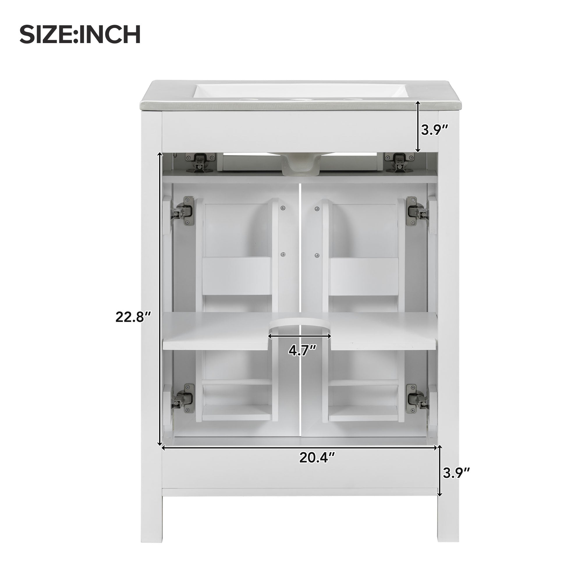 Modern 48-Inch Bathroom Vanity with Ceramic Sink