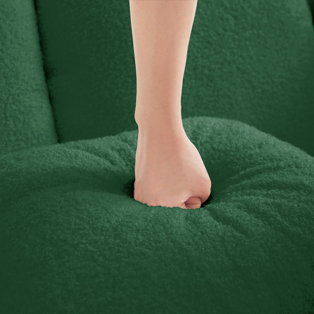 Elysees Left Chaise Sofa with Pillows Teddy Fabric - Green
