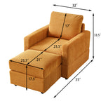 Classic Corduroy Chaise Lounge, Comfy Sofa Chaise Couch Chair