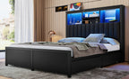 King Bed Frame with High Storage Headboard