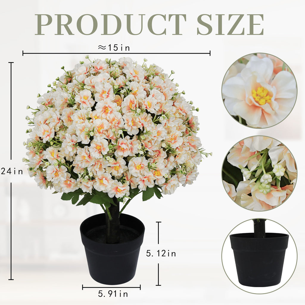 24-Inch Faux Flower Artificial Snow Lotus Potted Plant
