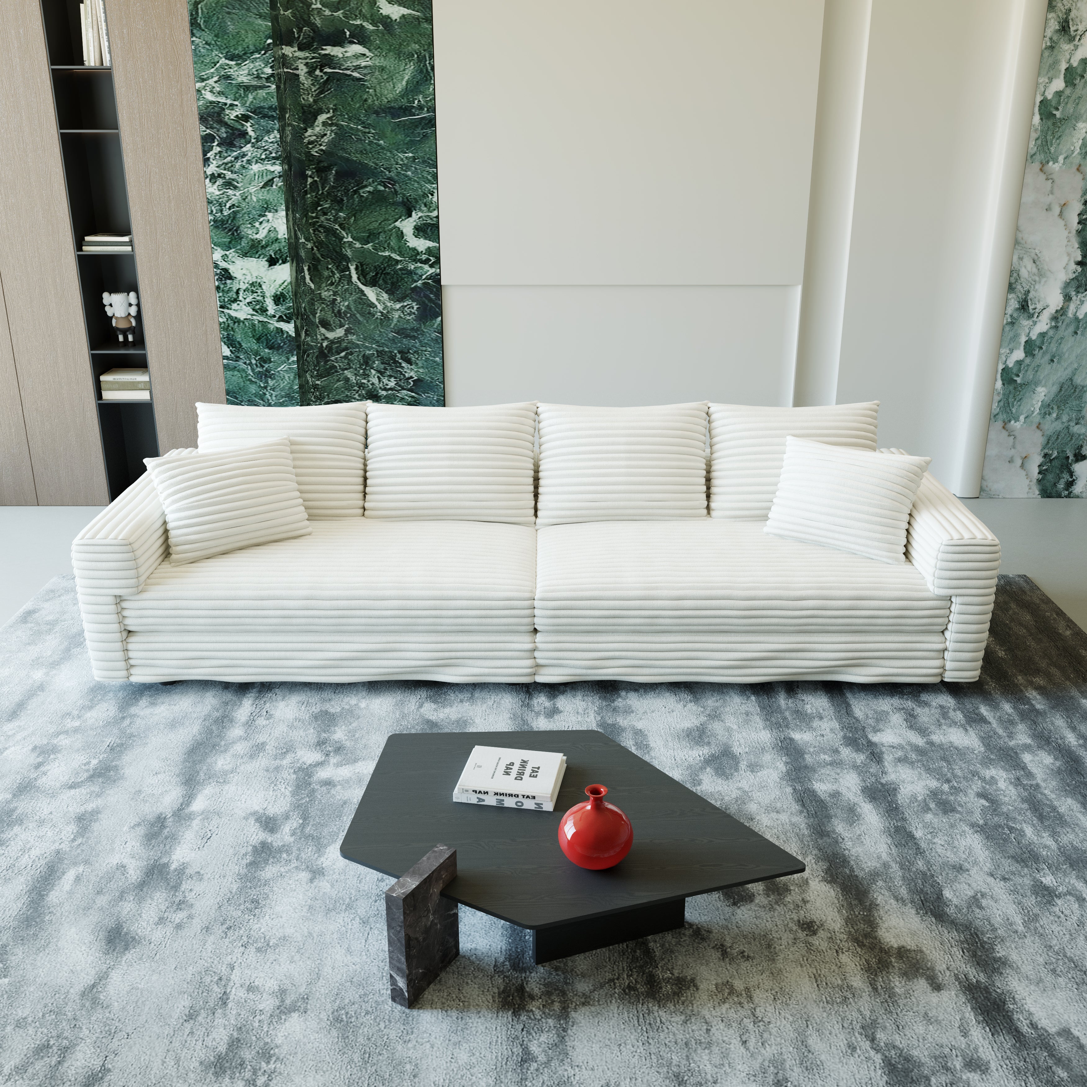 Plush Corduroy 4-Seat Sofa